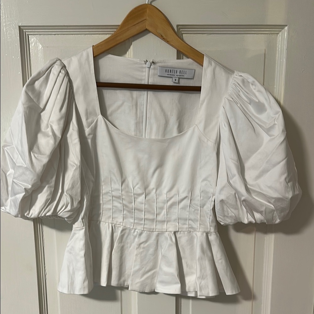 Hunter Bell White Puff Sleeve Blouse
